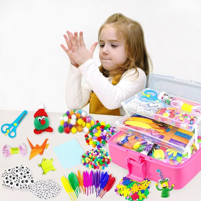 VLUSSO 3000Pcs Arts and Crafts Supplies for Kids Crafts for Girls 8-12 Craft Kit with Pipe Cleaners Beads Crafts for Kids DIY School Supplies Set Crafting Box for Girls Boys Age 4-6, 6-8, 8-12 years Gifts - Image 5
